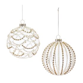 Ball Ornament (Set of 6) 4"D Glass (Option: GlassWhite)