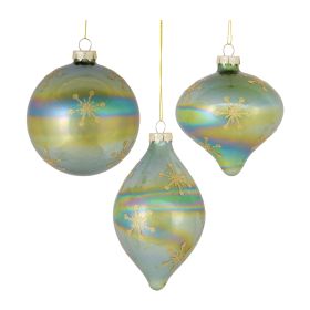 Ornament (Set of 6) 4".75"H, 4.75"H, 6"H Glass (Option: GlassGreen)