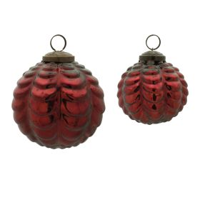 Ball Ornament (Set of 12) 3"D, 4"D Glass (Option: GlassRed)