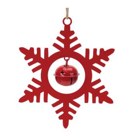 Snowflake Ornament w/Bell (Set of 12) 6.5"H Iron (Option: IronRed)