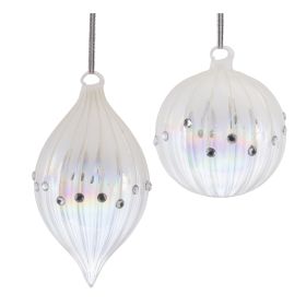 Ornament (Set of 6) 3.75"H, 5.5"H Glass (Option: GlassWhite)