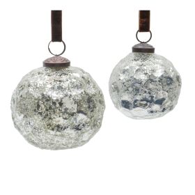 Ball Ornament (Set of 4) 3"D, 4"D Glass (Option: GlassSilver)