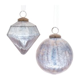 Ornament (Set of 6) 4.25"H Glass (Option: GlassBlue)