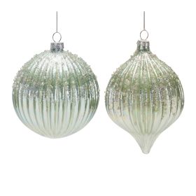 Ornament (Set of 6) 3.75"H, 5.5"H Glass (Option: GlassGreen)