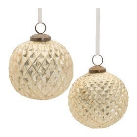 Ball Ornament (Set of 6) 3"D, 4"D Glass (Option: GlassGold)