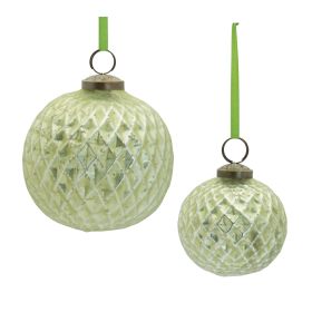 Ball Ornament (Set of 6) 3"D, 4"D Glass (Option: GlassGreen)