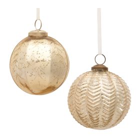 Ornament (Set of 6) 4"D Glass (Option: GlassGold)