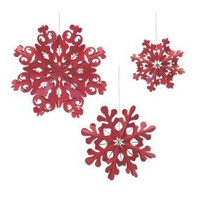 Snowflake Ornament (Set of 6) 7.75"H, 11.75"H, 15.75"H Paper (Option: PaperRed)