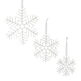 Snowflake Ornament (Set of 12) 9.75"H, 12.5"H, 16.25"H Wire (Option: WireWhite)