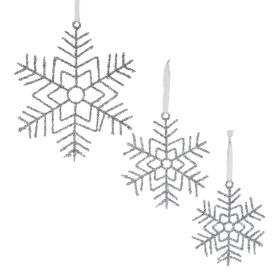 Snowflake Ornament (Set of 12) 9.75"H, 12.5"H, 16.25"H Wire (Option: WireSilver)