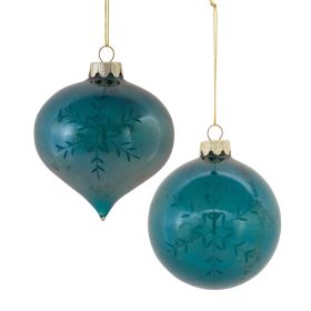 Ornament (Set of 12) 3"D Glass (Option: GlassGreen)