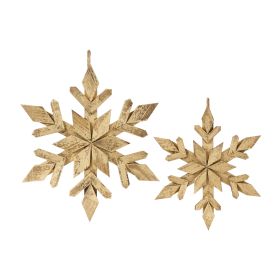 Snowflake Ornament (Set of 4) 14"H, 18"H Wood (Option: Fir WoodGold)