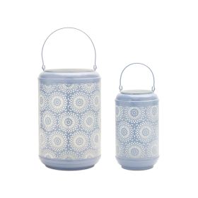 Candle Holder (Set of 2) 11"H, 13"H Metal (Option: MetalBlue)