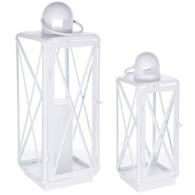 Lantern (Set of 2) 16.75"H, 23"H Metal (Option: MetalWhite)