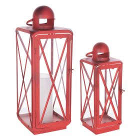 Lantern (Set of 2) 16.75"H, 23"H Metal (Option: MetalRed)