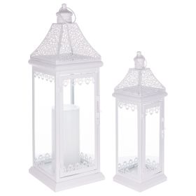 Lantern (Set of 2) 18.5"H, 24.5"H Metal (Option: MetalWhite)