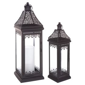 Lantern (Set of 2) 18.5"H, 24.5"H Metal (Option: MetalBlack)