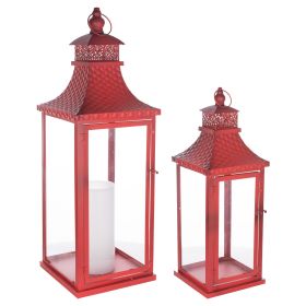 Lantern (Set of 2) 20"H, 27.5"H Metal (Option: MetalRed)