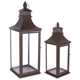 Lantern (Set of 2) 20"H, 27.5"H Metal (Option: MetalBrown)