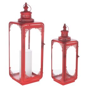 Lantern (Set of 2) 18"H, 24"H Metal (Option: MetalRed)