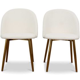 Marion Mid Century Modern Dining Chair (Set of 2) (Upholstery: Cream Boucle)