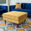 Amber Mid-Century Modern Square Upholstered Ottoman