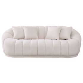 Maximilian Modern Japandi Style Tight Back Boucle Couches (Color: White)