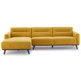 Ella L-Shaped Dark Yellow Linen Left Sectional Couch (Style: Left-Sectional)