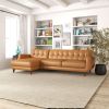 Allison Tan Leather Sectional Sofa Chaise