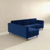 Christian Mid-Century Modern Blue Velvet Sectional Sofa