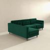 Christian Mid-Century Modern Green Velvet Sectional Sofa