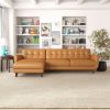 Allison Tan Leather Sectional Sofa Chaise