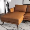 Lore Mid-Century Modern L-Shaped Genuine Leather Sectional in Tan