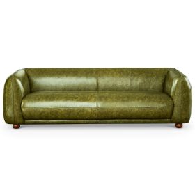 Marlon Luxury Italian Leather Sofa (Color: Green)