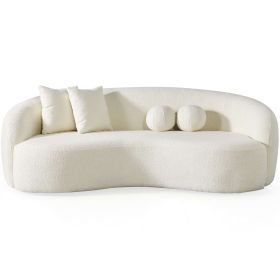 Drake Japandi Style Curvy Boucle Sofa (Color: Ivory)