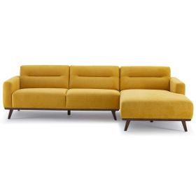 Ella L-Shaped Dark Yellow Linen Left Sectional Couch (Style: Rigt-Sectional)