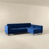 Christian Mid-Century Modern Blue Velvet Sectional Sofa