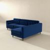 Christian Mid-Century Modern Blue Velvet Sectional Sofa