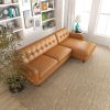 Allison Tan Leather Sectional Sofa Chaise