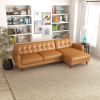 Allison Tan Leather Sectional Sofa Chaise