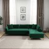 Mano Mid-Century Modern L-Shaped Velvet  Sectional Sofa in Green