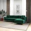 Mano Mid-Century Modern L-Shaped Velvet  Sectional Sofa in Green