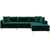 Mano Mid-Century Modern L-Shaped Velvet  Sectional Sofa in Green