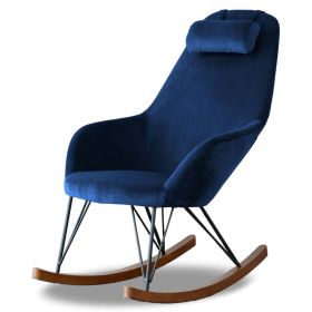 Chloe Mid Century Modern Rocker Livingroom and Bedroom Chair (Upholstery: Blue Velvet)