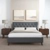 Graceville Mid-Century Modern Queen//King Dark Grey Fabric Platform Bed