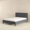 Graceville Mid-Century Modern Queen//King Dark Grey Fabric Platform Bed