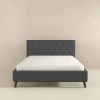 Graceville Mid-Century Modern Queen//King Dark Grey Fabric Platform Bed