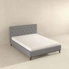 Graceville Mid-Century Modern Queen//King Light Grey Fabric Platform Bed