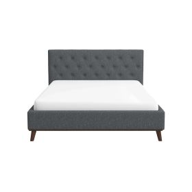 Graceville Mid-Century Modern Queen//King Dark Grey Fabric Platform Bed (size: Queen)