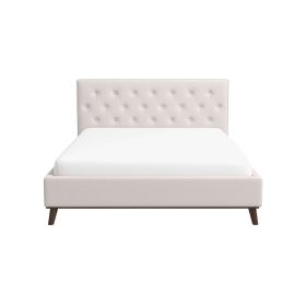 Graceville Mid-Century Modern Queen//King Light Beige Fabric Platform Bed (size: Queen)